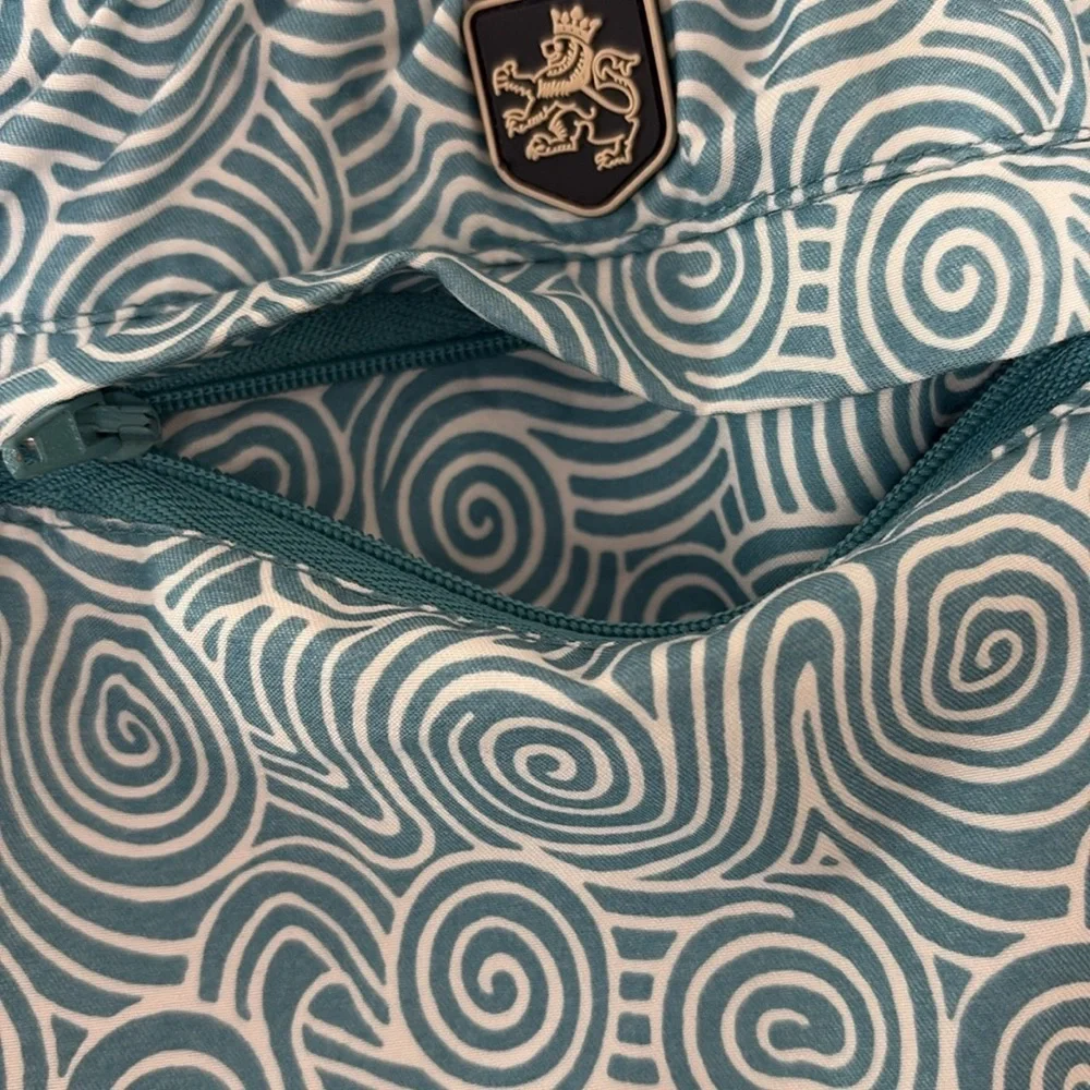 Nat Nast Swim‎ Trunks Blue and White Geometric Design Drawstring Waist Lined XL